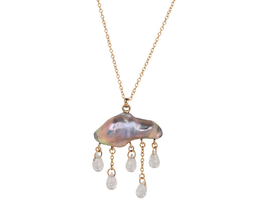 Rachel Quinn Gray Keshi Pearl and Lab Grown Topaz Monsoon Necklace