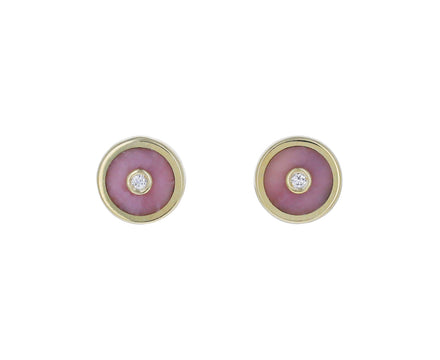 Pink Opal Diamond Mini Compass Studs
