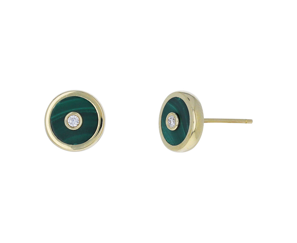Malachite Diamond Mini Compass Studs