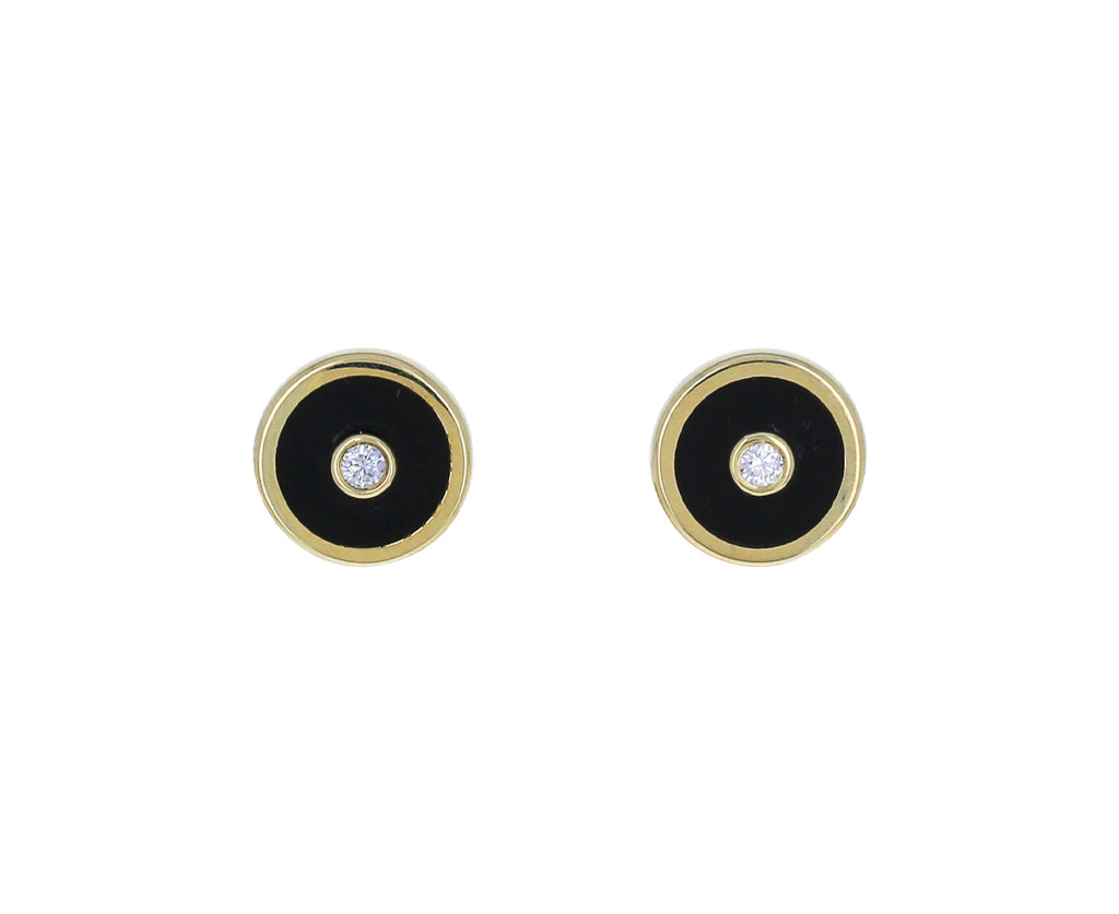 Onyx and Diamond Mini Compass Studs