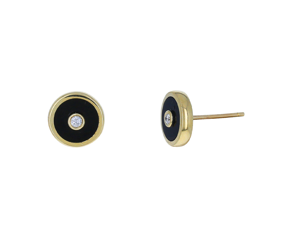 Onyx and Diamond Mini Compass Studs