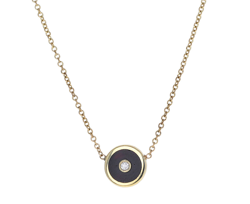 Onyx and Diamond Mini Compass Necklace