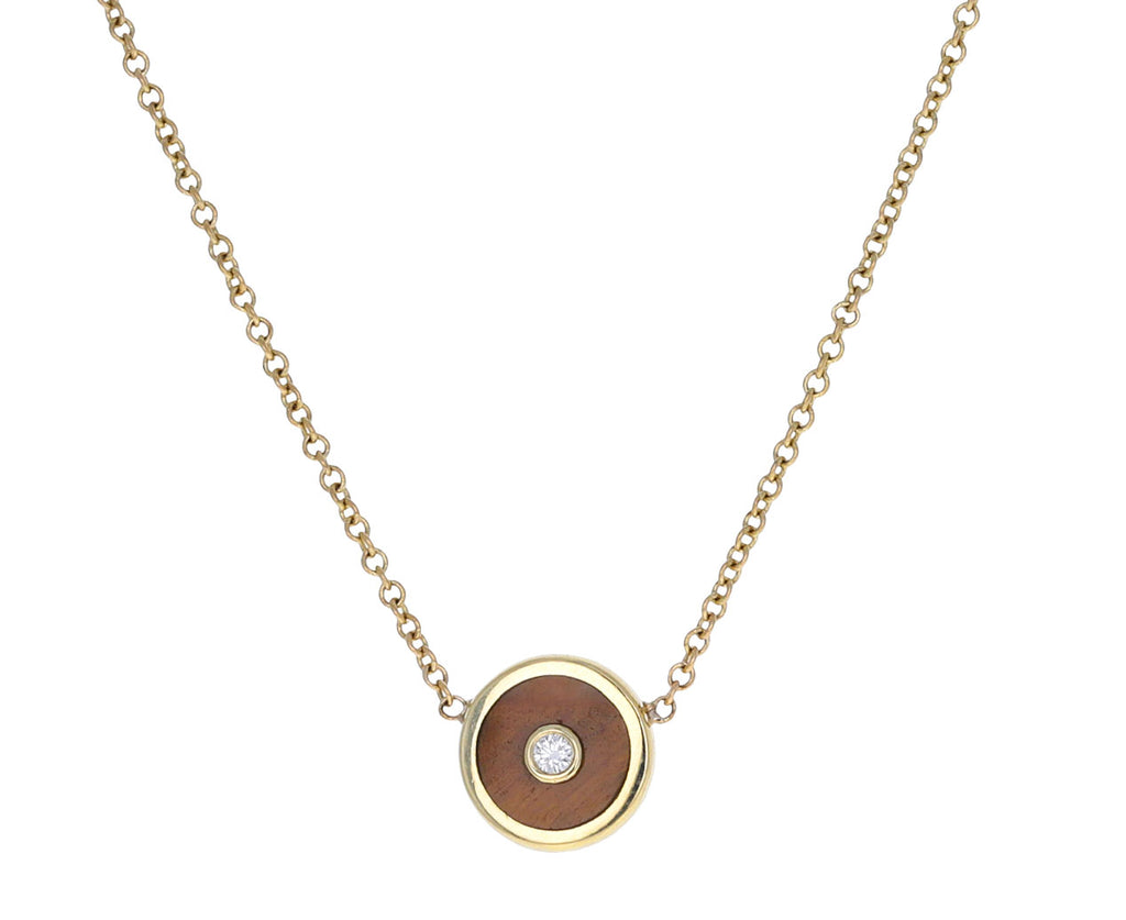 Tigers Eye and Diamond Mini Compass Necklace