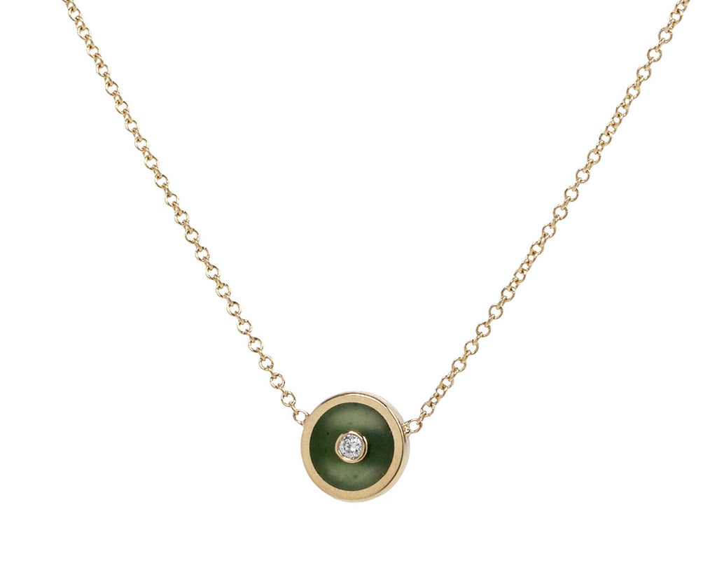 Retrouvai Nephrite Jade Mini Compass Necklace
