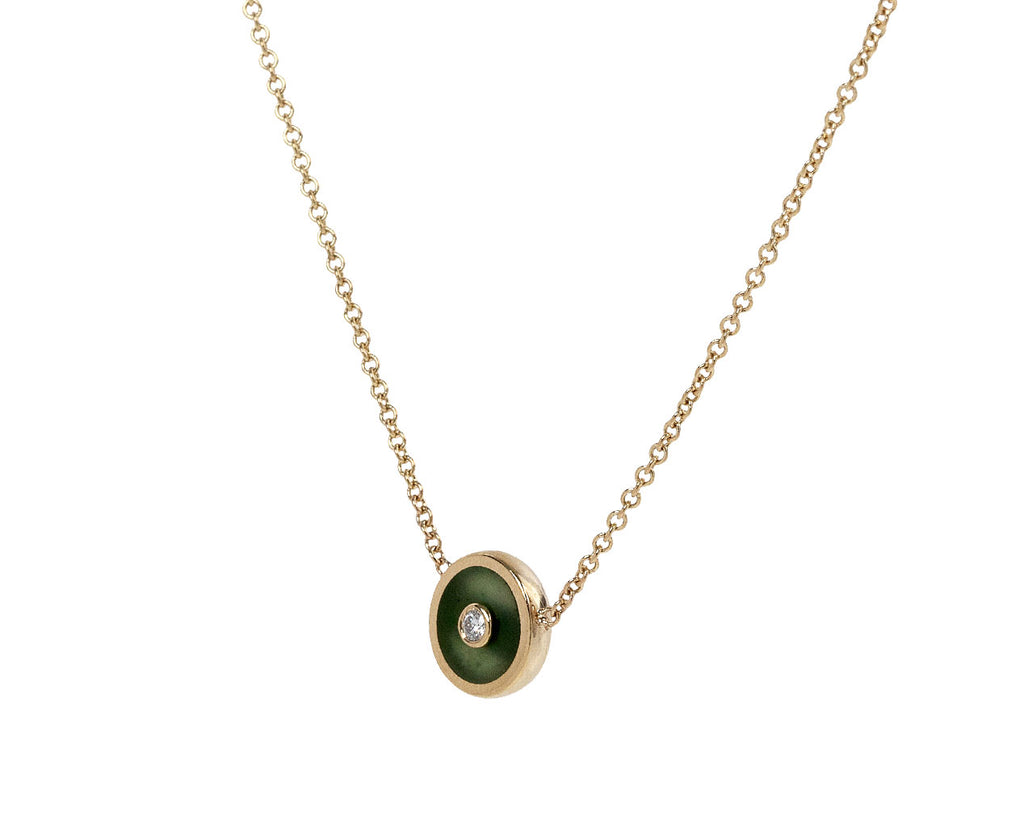 Retrouvai Nephrite Jade Mini Compass Necklace Side