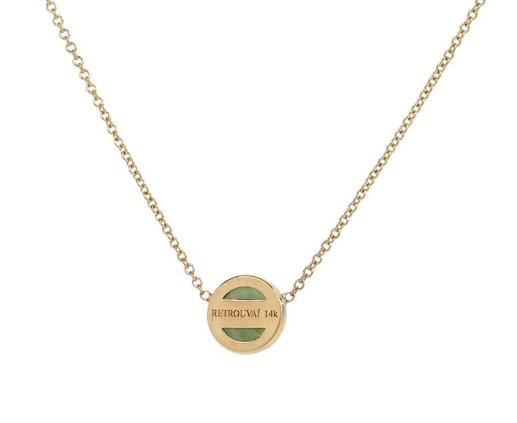 Retrouvai Nephrite Jade Mini Compass Necklace Back