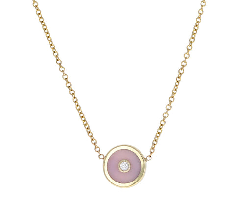 Pink Opal and Diamond Mini Compass Necklace