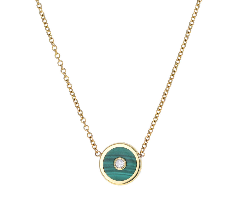 Malachite and Diamond Mini Compass Necklace
