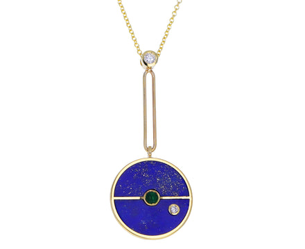 Lapis, Diamond and Emerald Compass Pendant Necklace - TWISTonline 