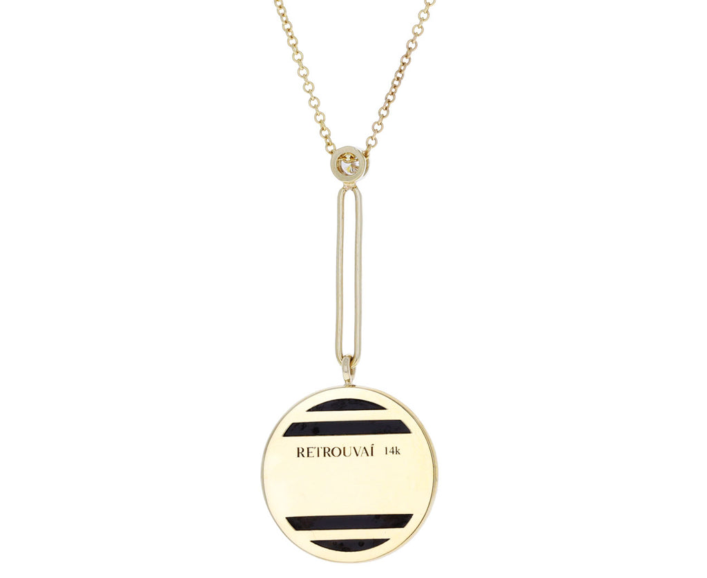 Black Onyx, Diamond and Emerald Compass Pendant Necklace