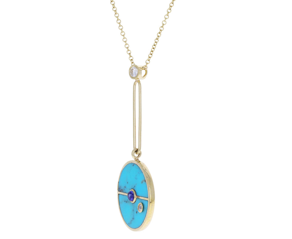 Turquoise, Diamond and Tanzanite Compass Pendant Necklace
