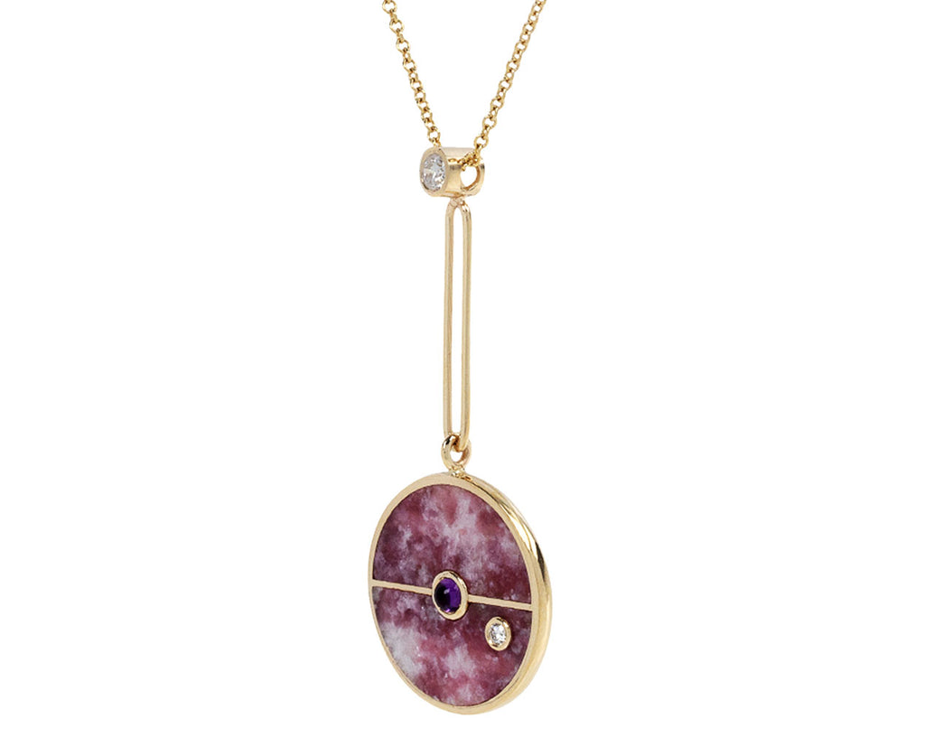 Retrouvai Trolleite and Amethyst Compass Pendant Necklace Side