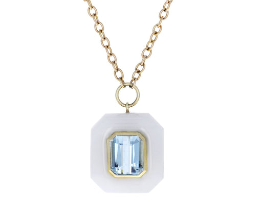 Chalcedony and Aquamarine Lollipop Necklace