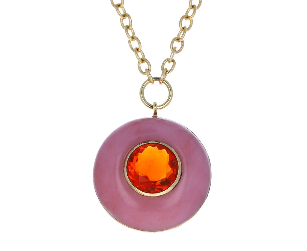 Retrouvai Pink Opal and Fire Opal Small Lollipop Pendant Necklace