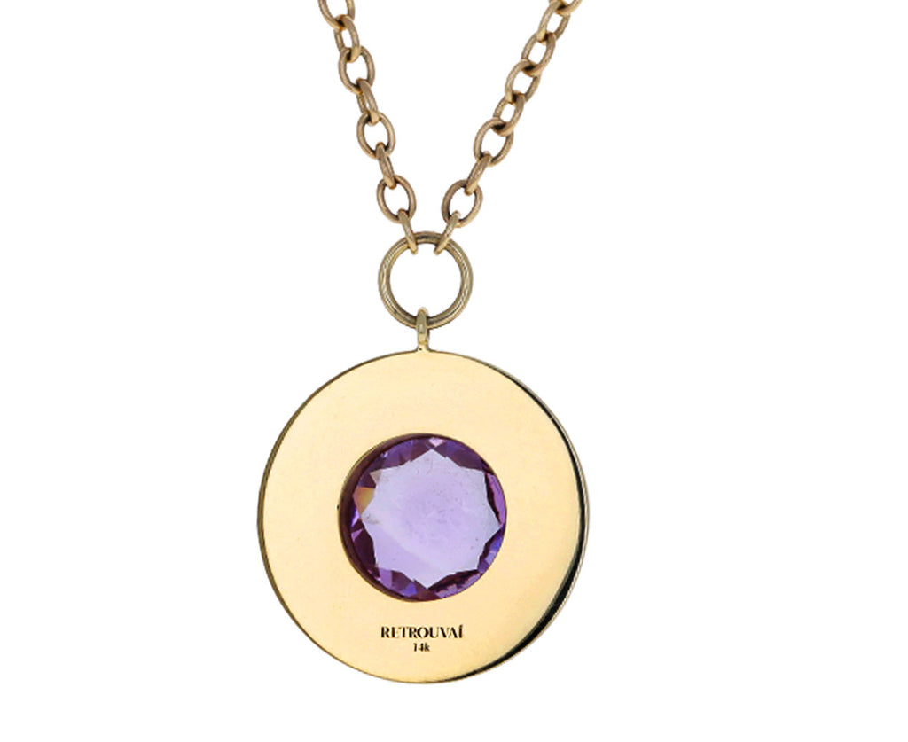 Turquoise and Amethyst Lollipop Pendant Necklace