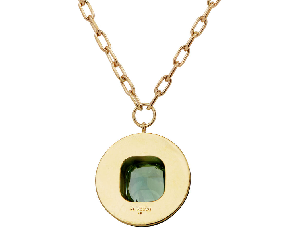 Green Tourmaline Moss Agate Lollipop Necklace