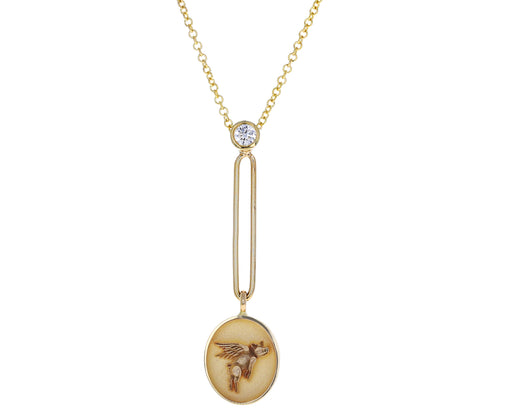 Fantasy Flying Pig Signet Necklace