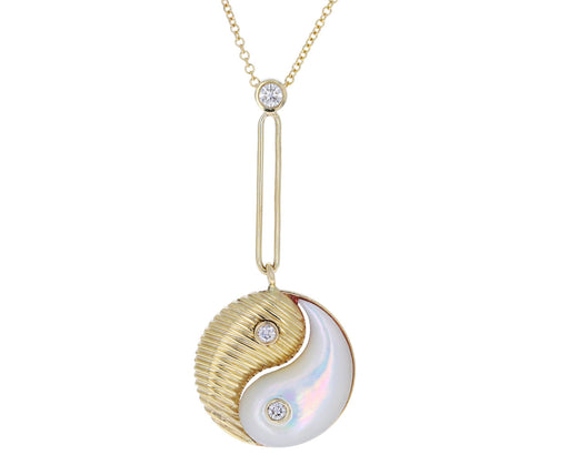 Mother of Pearl and Gold Yin Yang Pendant Necklace