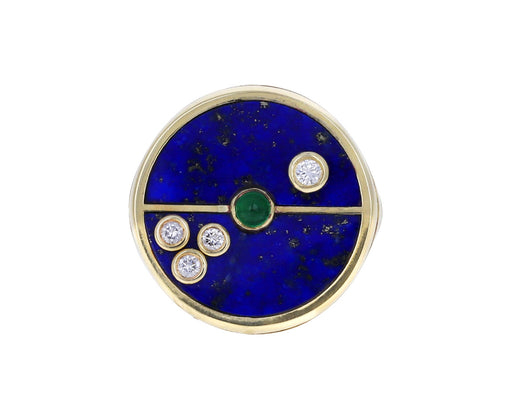 Lapis and Diamond Compass Ring