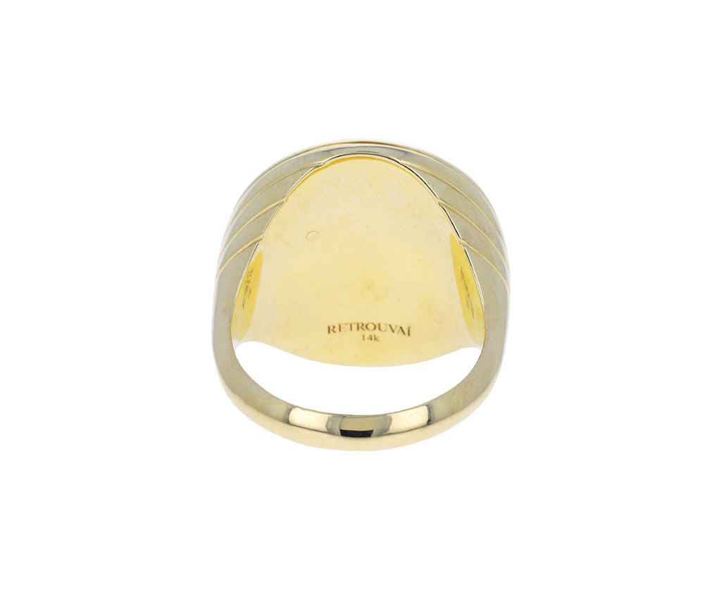 Mother-of-Pearl, Diamond and Sapphire Compass Ring