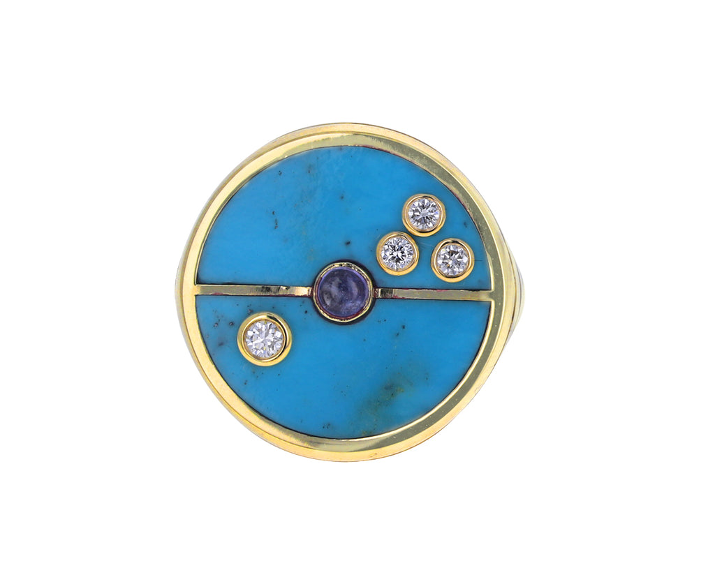 Turquoise, Diamond and Tanzanite Compass Ring