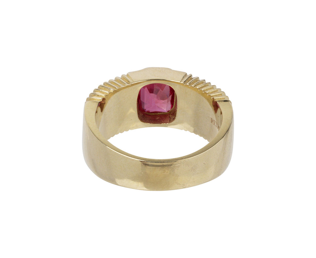 Cushion Cut Ruby Pleated Solitaire Ring