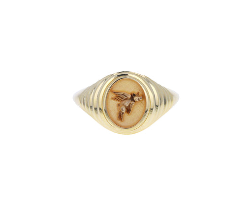 Tiered Flying Pig Fantasy Signet Ring