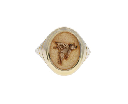 Grandfather Flying Pig Fantasy Signet Ring