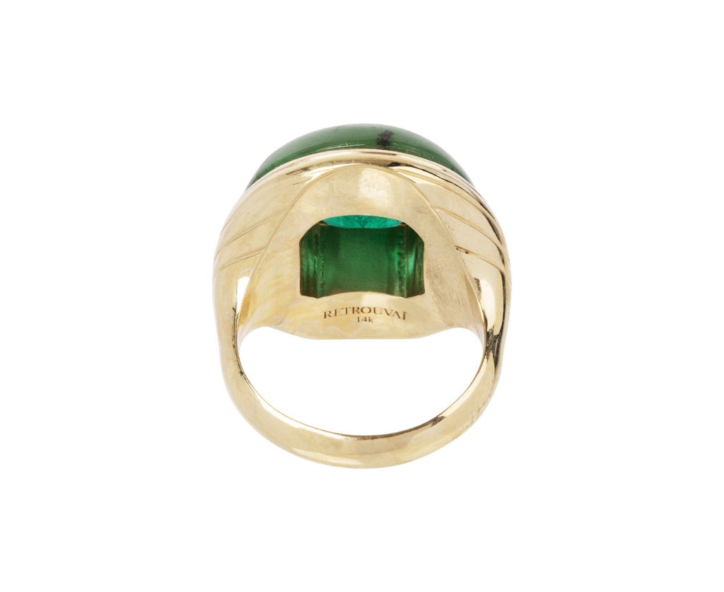 Emerald and Nephrite Jade Lollipop Ring