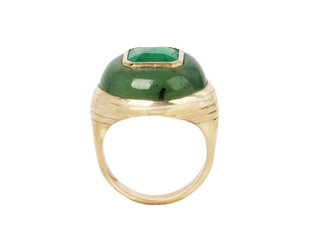 Emerald and Nephrite Jade Lollipop Ring