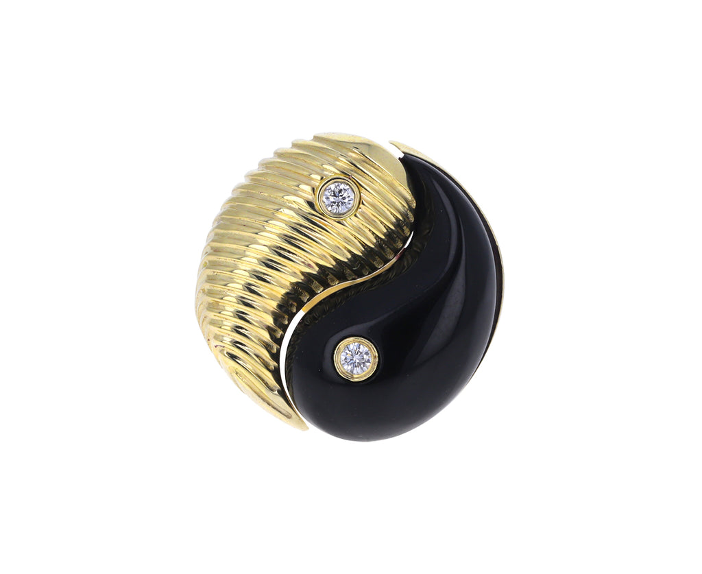 Black Onyx and Diamond Yin Yang Ring