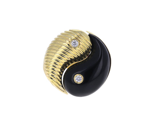 Black Onyx and Diamond Yin Yang Ring
