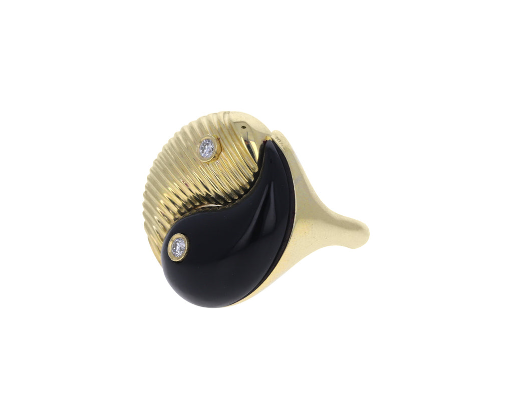 Black Onyx and Diamond Yin Yang Ring