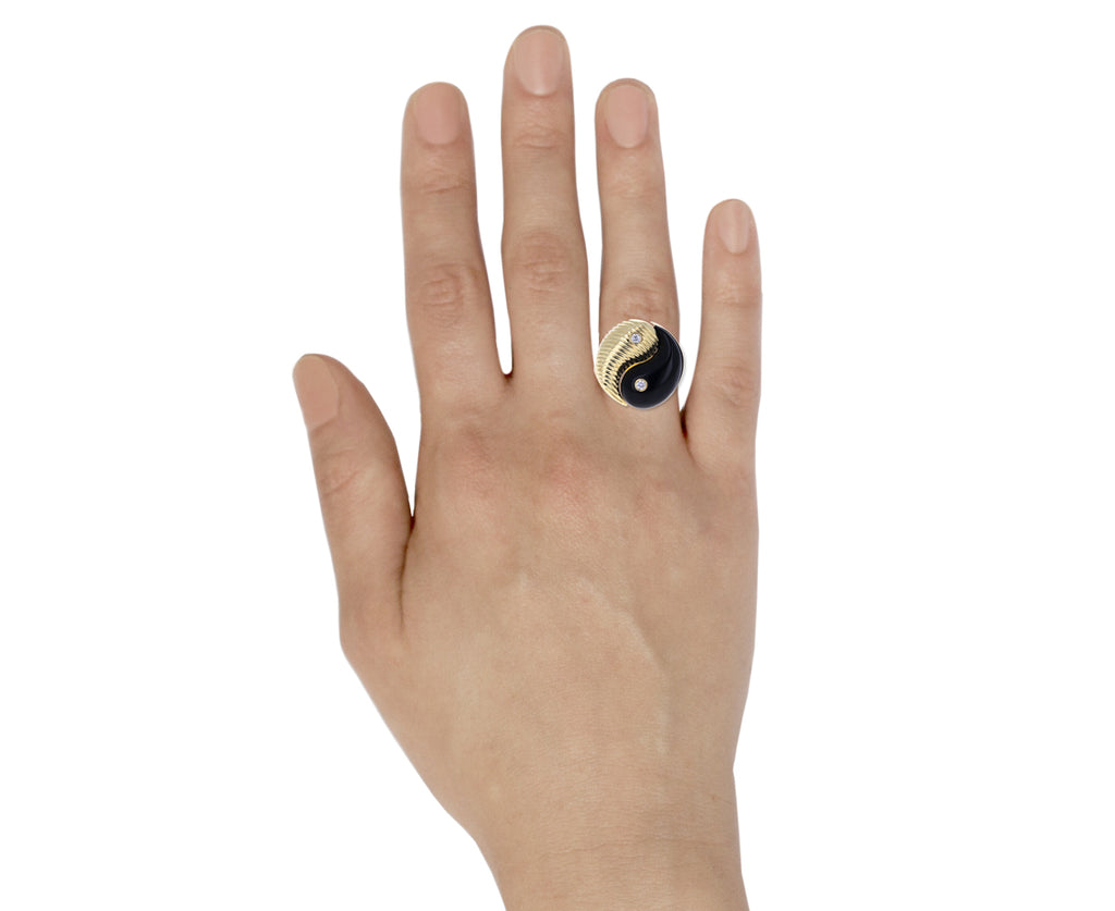 Black Onyx and Diamond Yin Yang Ring