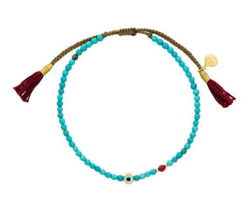 Turquoise and Evil Eye Beaded Bracelet - TWISTonline 