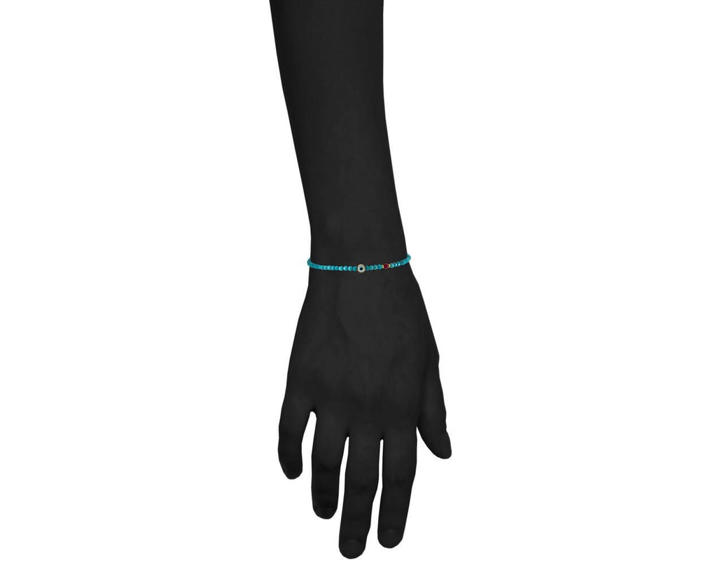 Turquoise and Evil Eye Beaded Bracelet - TWISTonline 