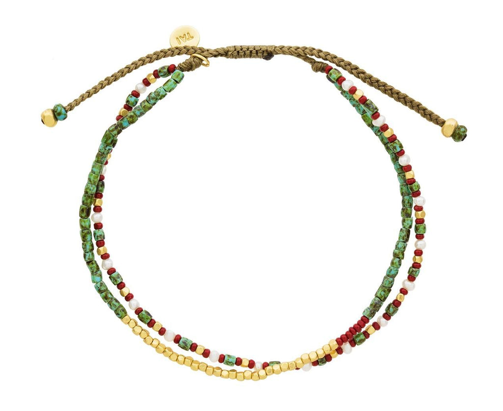 Green and Red Seed Bead Mix Bracelet - TWISTonline 