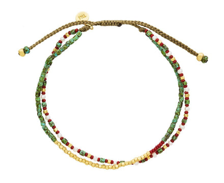 Green and Red Seed Bead Mix Bracelet - TWISTonline 