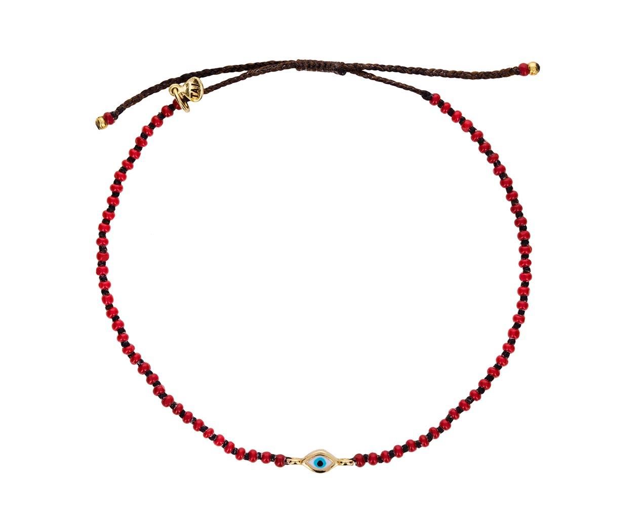 Black Thread Red Evil Eye Bead Bracelet