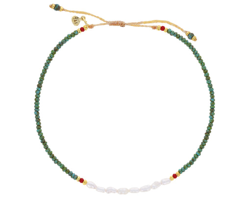 Pearl and Green Bead Bracelet