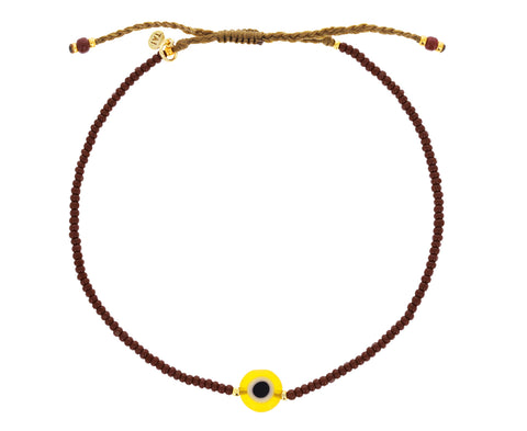 Burgundy Seed Bead and Evil Eye Bracelet