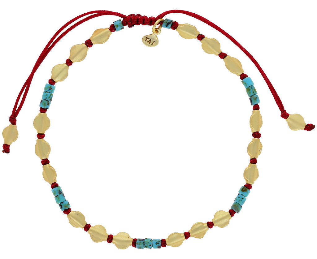 Turquoise and Gold Bead Bracelet