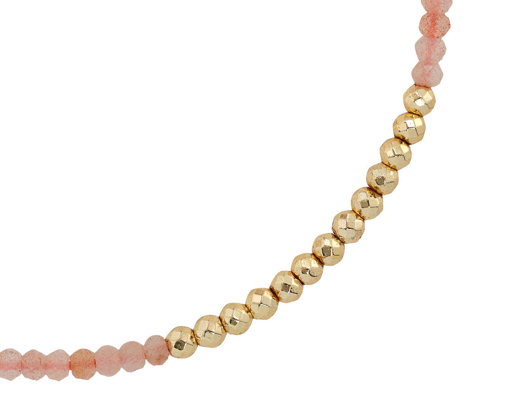 Sunstone and Gold Bead Bracelet Close Up