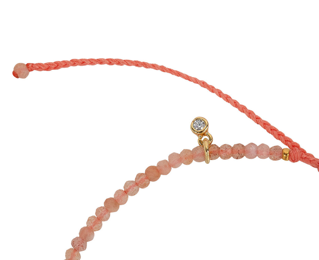 Sunstone and Gold Bead Bracelet Close Up Charm