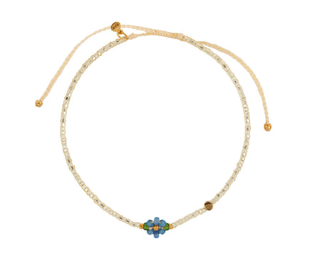 Tai Blue Flower Seed Bead Bracelet