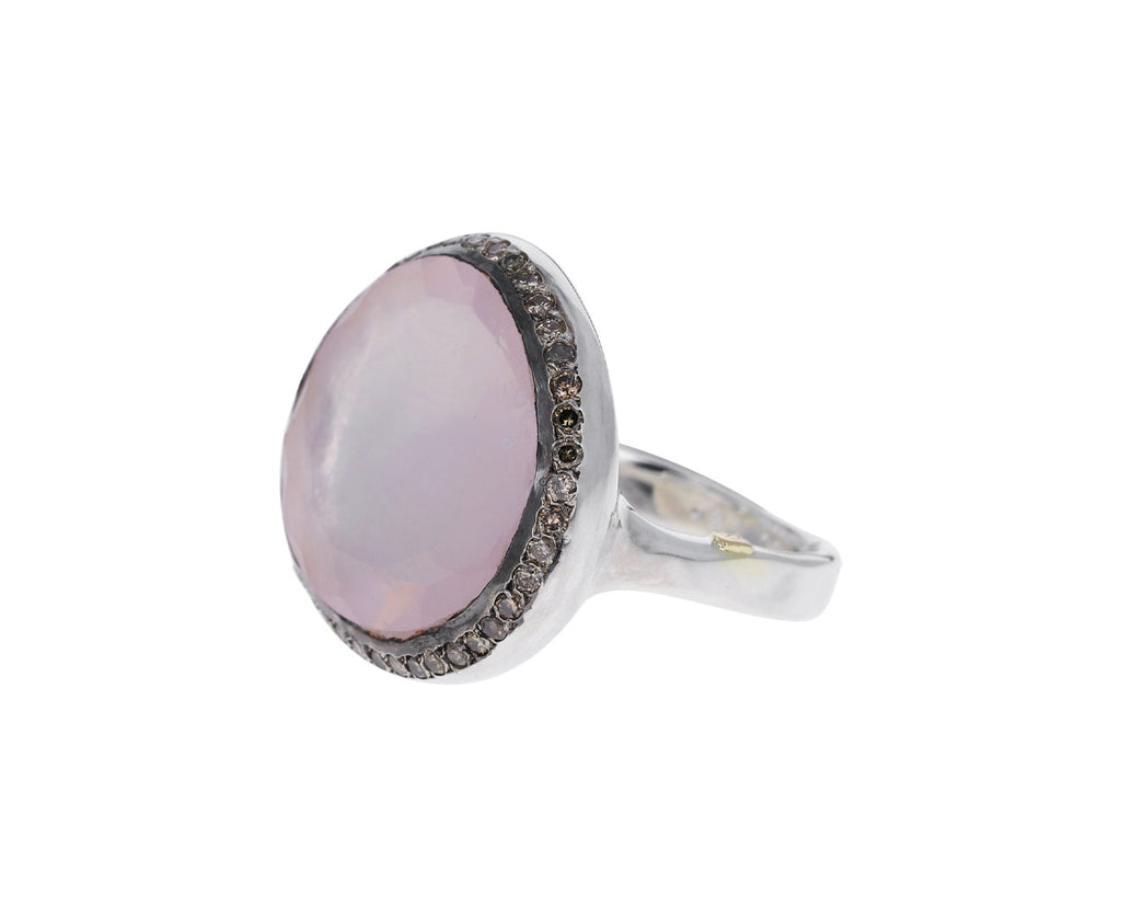 Pink Quartz and Cognac Diamond Ring