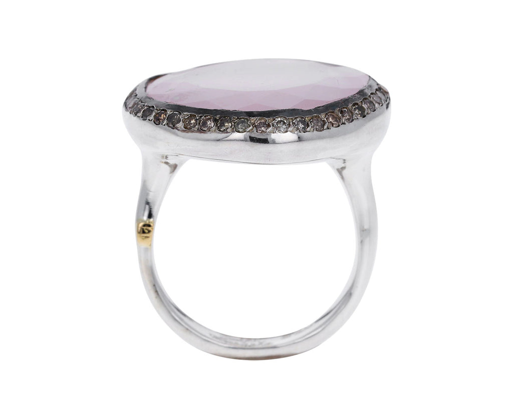 Pink Quartz and Cognac Diamond Ring