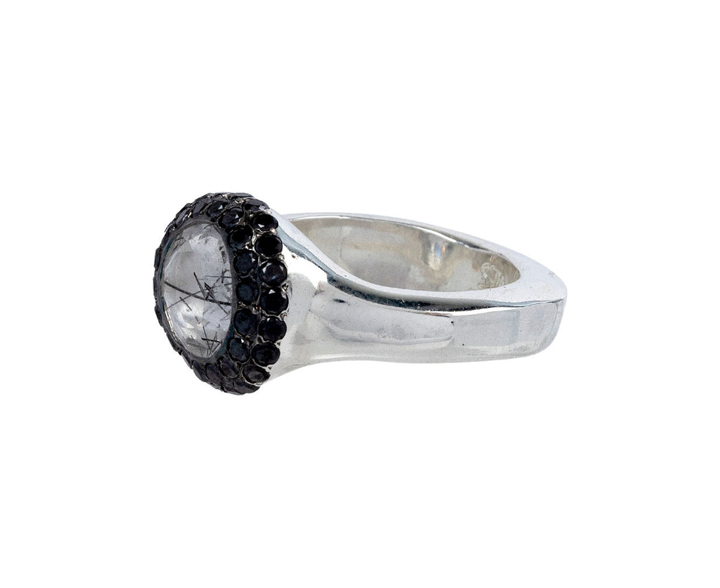 Black Diamond and Rutilated Quartz Carrie Ring