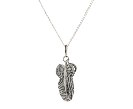 Rusty Thought Silver Heart and Feather Charm Pendant Necklace