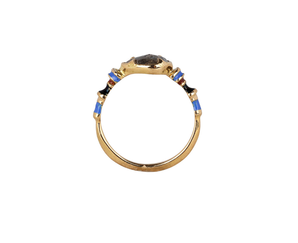 Rusty Thought Pear Rustic Diamond Enamel Solitaire Ring Top